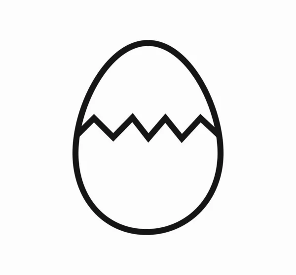 Cracked Egg Line Icon Isolated White Background Transparent Outline Egg — Stock Vector