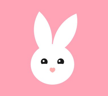 Tatlı beyaz Paskalya tavşanı suratı. Vektör illüstrasyonu.