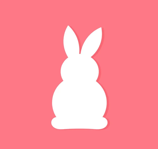 Silueta Conejo Pascua Sobre Fondo Rosa Feliz Pascua Vector Ilustración — Vector de stock