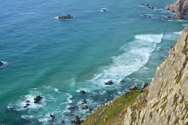 View from Cabo da Roca cliff at Atlantic Ocean. Cabo da Roca cape in Portugal, most western point of continental Europe.
