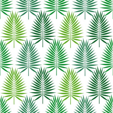 Palm leaves green botanical seamless pattern. Vector illustration.