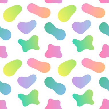 Colorful amoeba shapes seamless abstract pattern. Vector illustration.