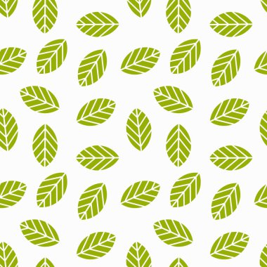 Yeşil yapraklar düz tasarım duvar kağıdı deseni. Vektör illüstrasyonu.