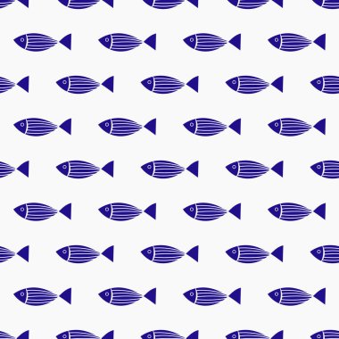 Mavi balık desensiz duvar kağıdı. Vektör illüstrasyonu.