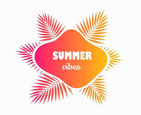 Zomer Vibes Tropische Banner Palmbladeren Vectorillustratie — Stockvector