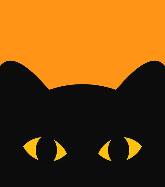 Fondo Tarjeta Halloween Cara Gato Negro Ilustración Vectorial — Vector de stock