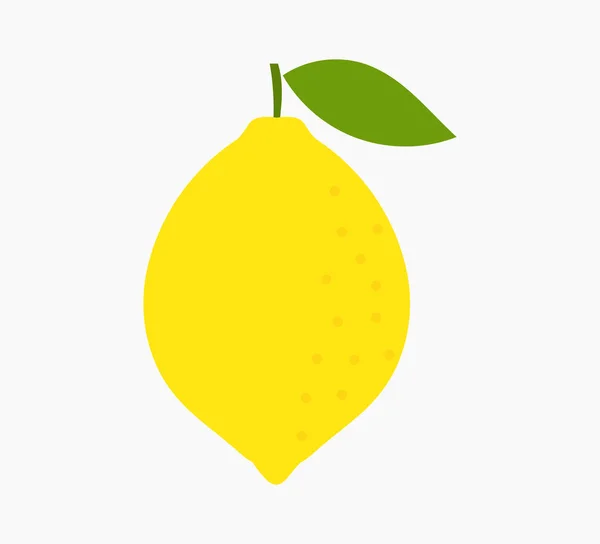 Żółty Owoc Cytrynowy Ikoną Liści Ilustracja Wektora — Wektor stockowy
