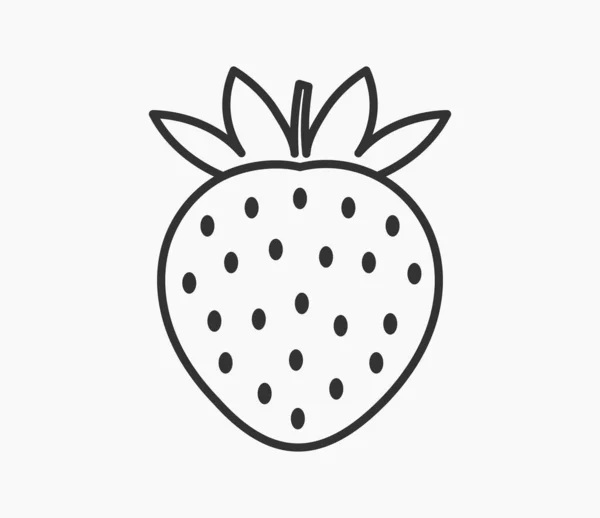 Aardbeien Fruit Lijn Pictogram Vectorillustratie — Stockvector