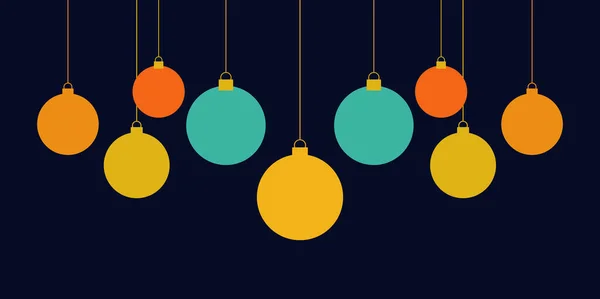 Bolas Natal Ornamentos Fundo Escuro Design Banner Natal Ilustração Vetorial — Vetor de Stock