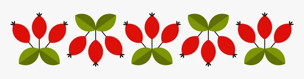 Плоды Красной Ягоды Шиповника Ветвях Осенняя Граница Векторная Иллюстрация — стоковый вектор