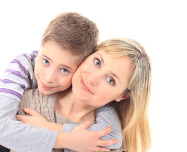 Anne ve oğul aile portresi