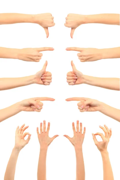 Κολάζ γυναίκας τα χέρια πάνω σε λευκό φόντο — Φωτογραφία Αρχείου