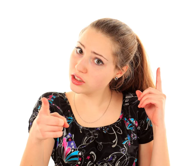 Portrait of a young woman isolated on white background — Stock Photo, Image