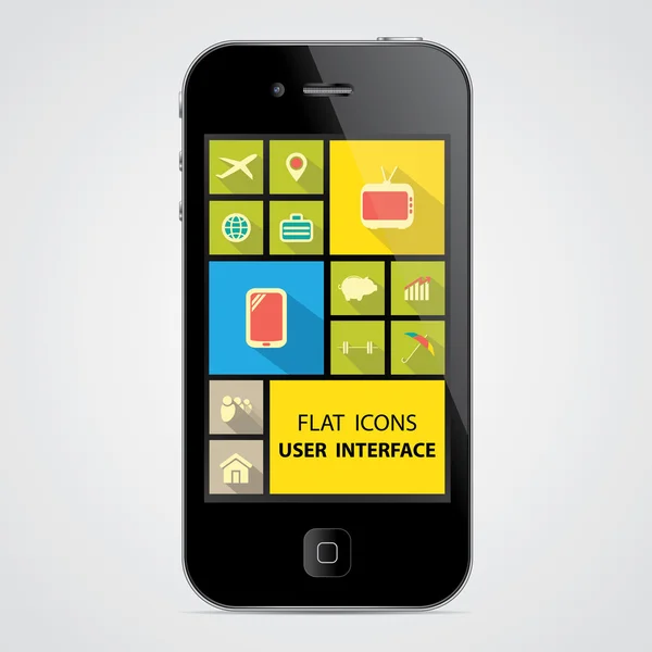 Flache Icons auf Smartphone-Anwendung, Benutzeroberfläche — Stockvektor