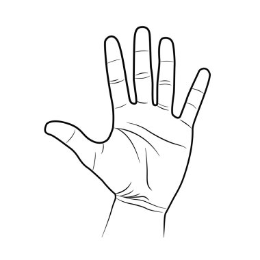 Beyaz arka plan üzerinde izole açık adam el