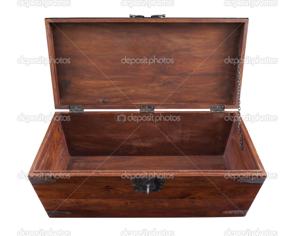 Opened wooden chest