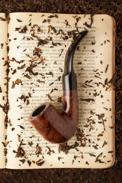 Smoking pipe on a book — Stock Photo, Image