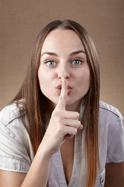 Woman asking for silence — Stock Photo, Image