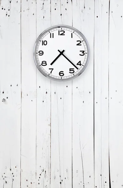 Clock on a bright wooden wall — Stock Photo, Image