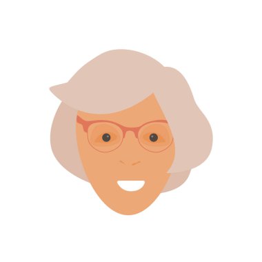 Çizgi film tarzında mutlu büyükanne - kadın yüzü