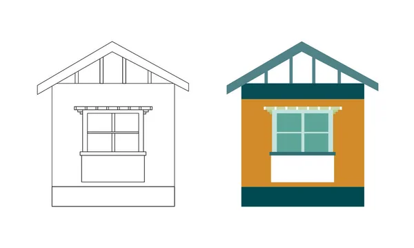 Ícone de casa moderna em estilo de desenho animado plano — Vetor de Stock