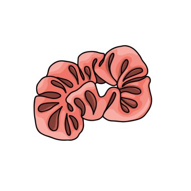 Çizgi film tarzında Scrunchies simgesi. Kuaför, çocuk mağazası, güzellik salonu ve moda mağazası için mükemmel. Vektör illüstrasyonu