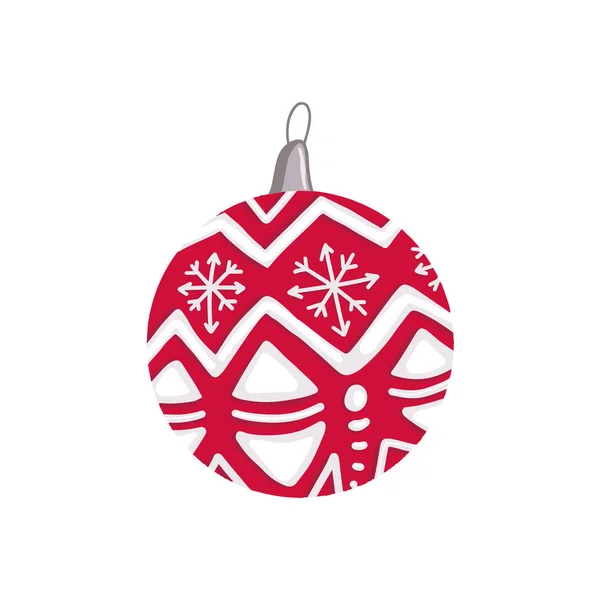 Bola de Natal vermelho com ornamento branco — Fotografia de Stock