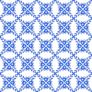 Scandinavian pattern tile with blue ornament