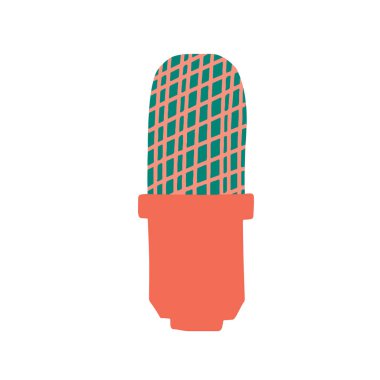 Podcast mikrofon ekipmanı çizgi film tarzı simgesi