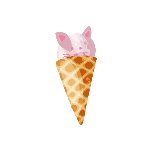 Cute Ice Cream Icon Cartoon Style Vector Illustration Print Creative — Archivo Imágenes Vectoriales