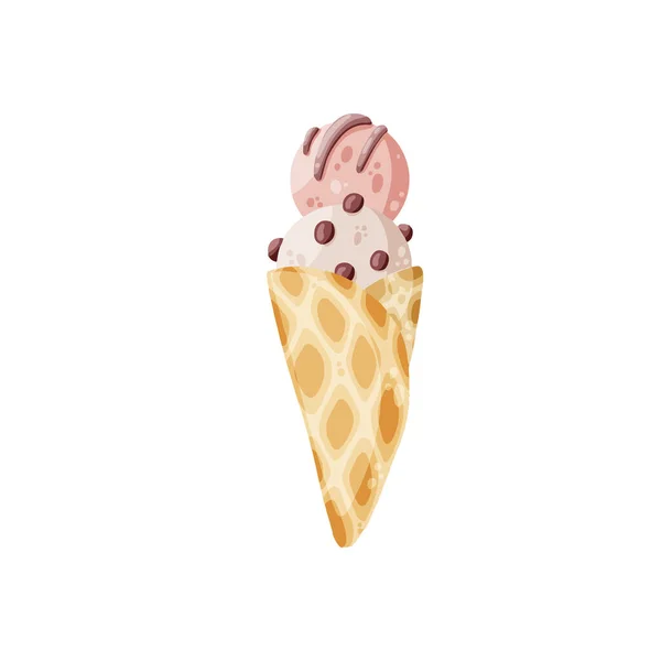 Cute Ice Cream Icon Cartoon Style Vector Illustration Print Creative —  Vetores de Stock