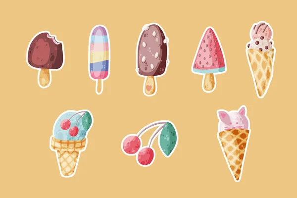 Cute Ice Cream Icon Cartoon Style Vector Illustration Print Creative — Stockvektor