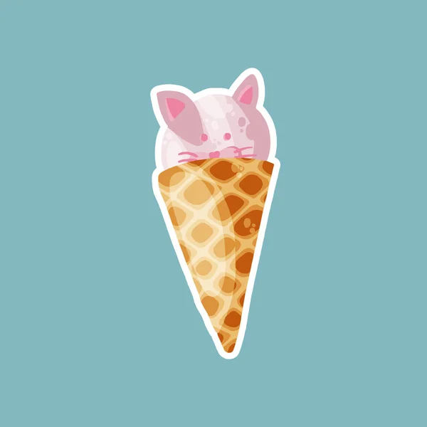 Cute Ice Cream Icon Cartoon Style Vector Illustration Print Creative — ストックベクタ