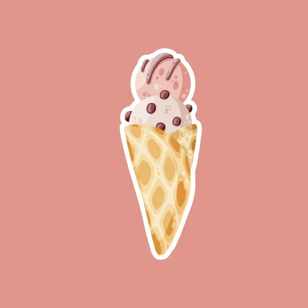 Cute Ice Cream Icon Cartoon Style Vector Illustration Print Creative — Wektor stockowy