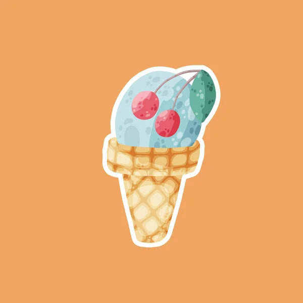 Cute Ice Cream Icon Cartoon Style Vector Illustration Print Creative — Archivo Imágenes Vectoriales