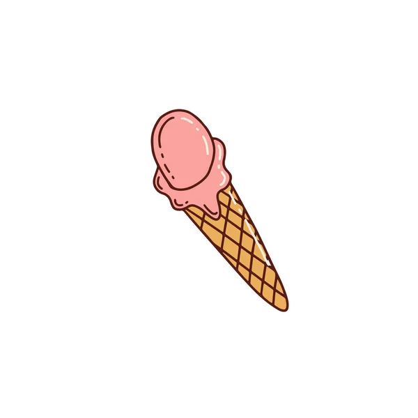 아이스크림 아이콘 그래픽 스웨트 셔츠에 Doodle Linear 스타일 장식에 차가운 — 스톡 벡터