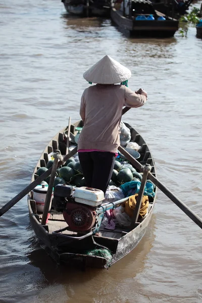 Úszó piac, a Mekong-folyó — Stock Fotó