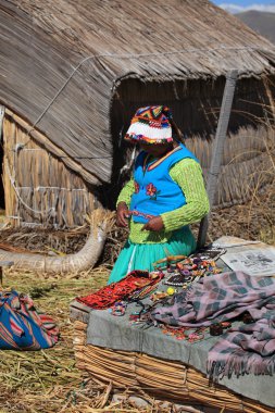peru titicaca Gölü traditionel kişi