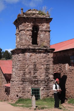 taquile lake titicaca peru eski kilisede