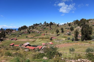 köy ve ada taquile lake titicaca tarım terası