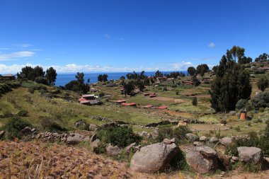 köy ve ada taquile lake titicaca tarım terası