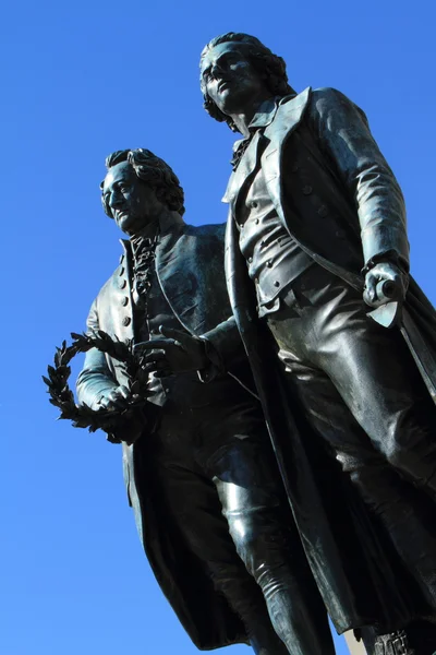 Goethe and Schiller Monument in Weimar Germany — Stock Photo, Image