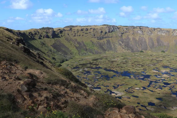 Paaseiland vulkaan krater rano kau — Zdjęcie stockowe