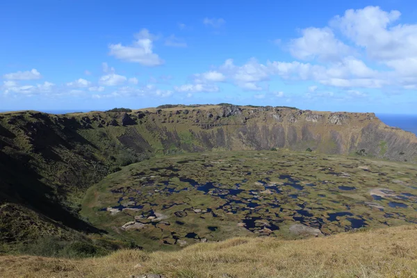 Paskalya Adası yanardağ krateri rano kau — Stok fotoğraf