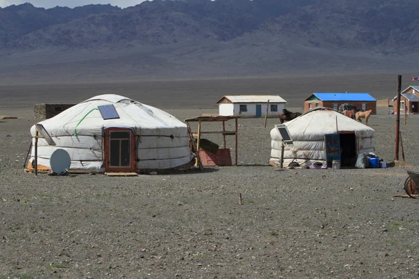Yurt Village in the Desert Gobi of Mongolia — Stock Photo, Image