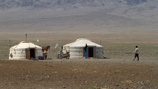 Yurt Village in the Desert Gobi of Mongolia — Stock Photo, Image