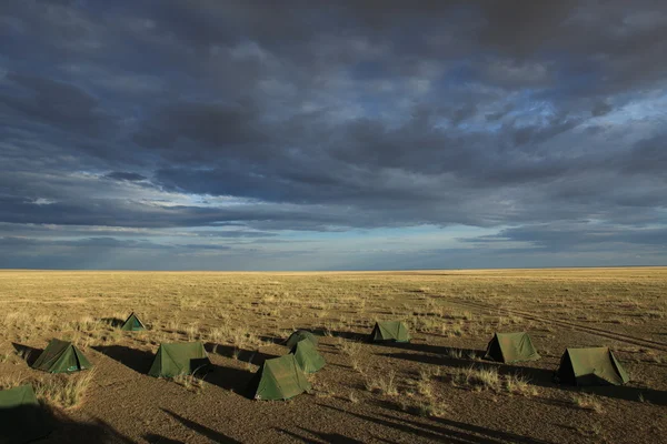 Tentenkamp in de mongoolse steppe — Stockfoto
