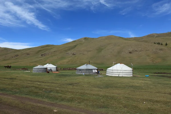 Yurt dorp in Mongolië — Stockfoto
