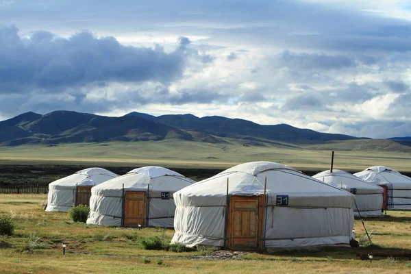 Yurt Pueblos de Mongolia Imágenes de stock libres de derechos