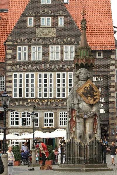 O Bremen Cavaleiro Roland Monumento — Fotografia de Stock
